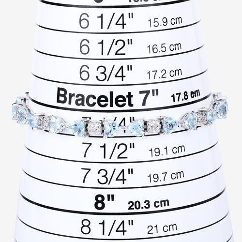 Pulsera de plata de ley .925 con topacio azul auténtico y diamantes blancos de 11,10 quilates