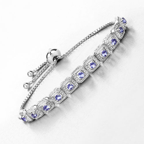 Pulsera de tanzanita genuina de 1,10 quilates en plata de ley 925