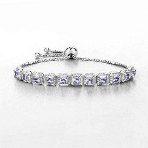 Pulsera de tanzanita genuina de 1,10 quilates en plata de ley 925