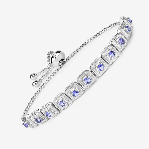 Pulsera de tanzanita genuina de 1,10 quilates en plata de ley 925