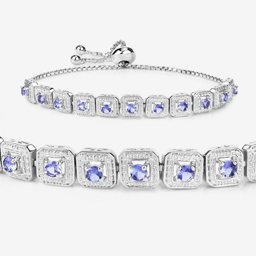 Pulsera de tanzanita genuina de 1,10 quilates en plata de ley 925