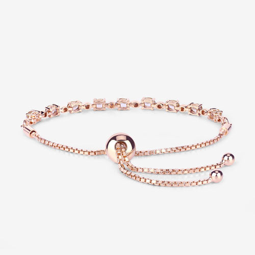 Pulsera de 1,38 quilates de morganita auténtica y diamantes blancos en plata de ley .925