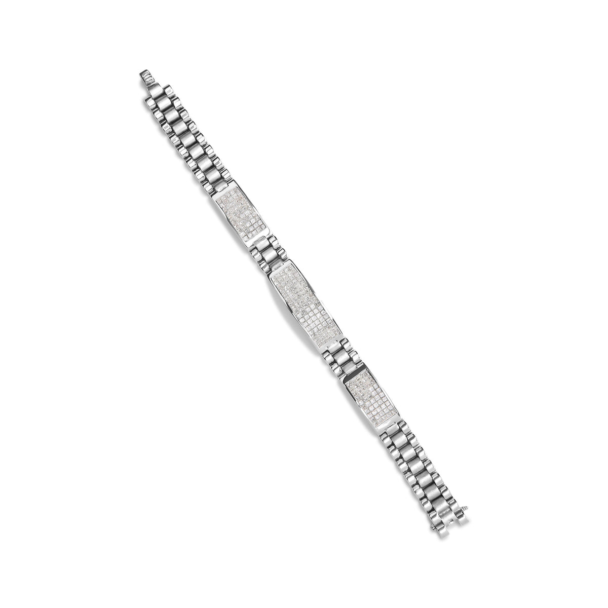 Pulsera de tenis para hombre con diamantes de princesa de 12.0 Cttw en oro blanco de 14K con engaste invisible (color G-H, claridad VS1-VS2) - Talla 8.5" pulgadas