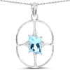 5.26 Carat Genuine Swiss Blue Topaz .925 Sterling Silver Pendant