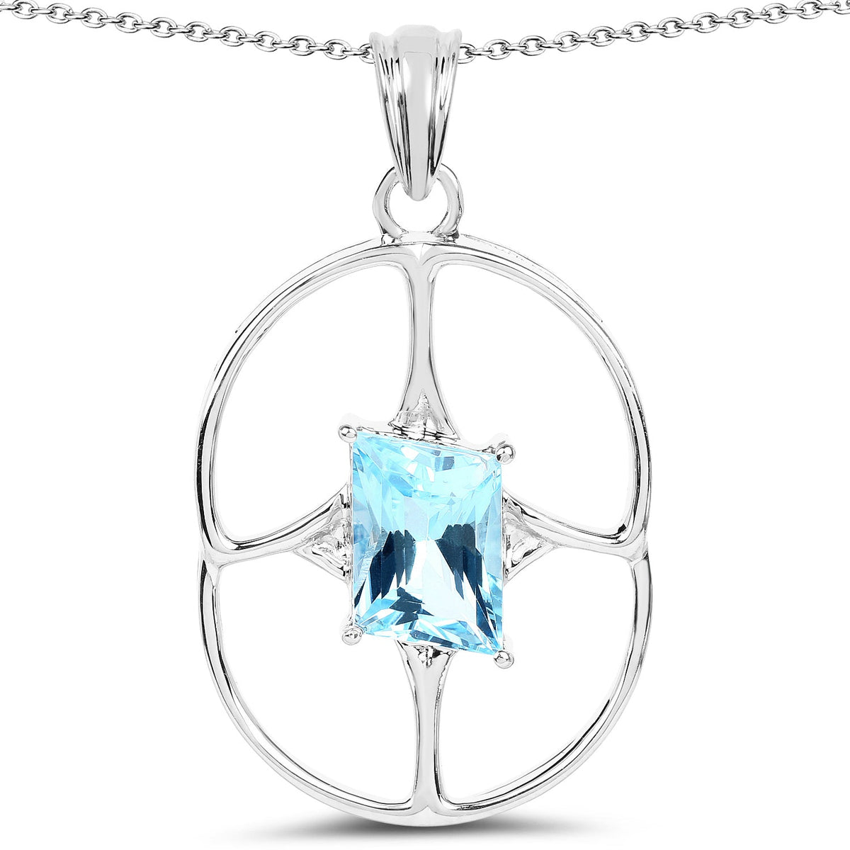 Dije de 5.26 quilates de topacio azul suizo auténtico y plata de ley .925