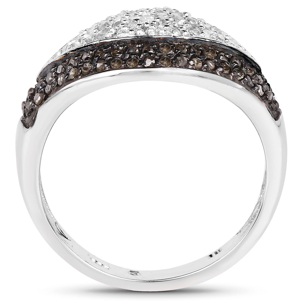 Anillo de plata esterlina .925 con 0,50 quilates de diamantes genuinos de color champán y diamantes blancos