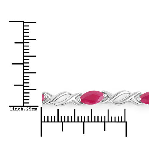 Pulsera de oro blanco de 10K con rubí genuino de 5,00 quilates