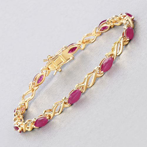 Pulsera de oro amarillo de 10K con rubí genuino de 5,00 quilates