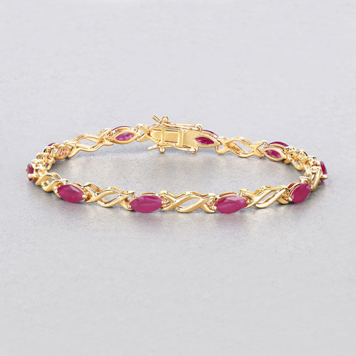 Pulsera de oro amarillo de 10K con rubí genuino de 5,00 quilates