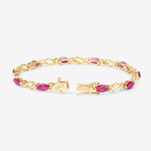 Pulsera de oro amarillo de 10K con rubí genuino de 5,00 quilates