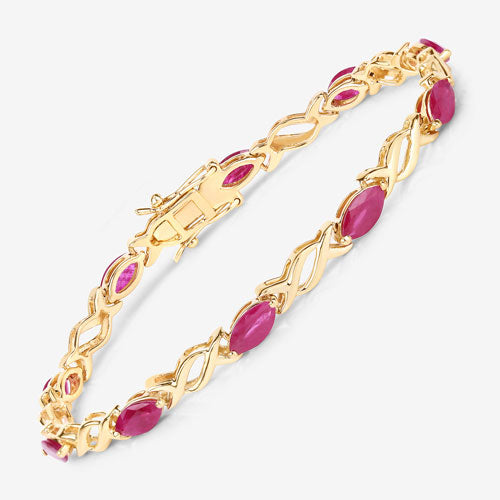 Pulsera de oro amarillo de 10K con rubí genuino de 5,00 quilates