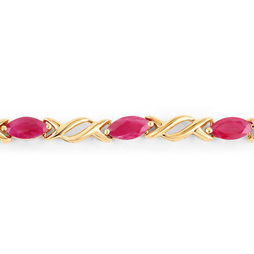 Pulsera de oro amarillo de 10K con rubí genuino de 5,00 quilates