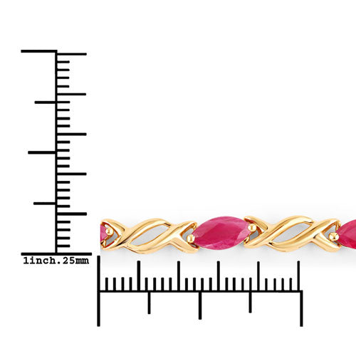 Pulsera de oro amarillo de 10K con rubí genuino de 5,00 quilates