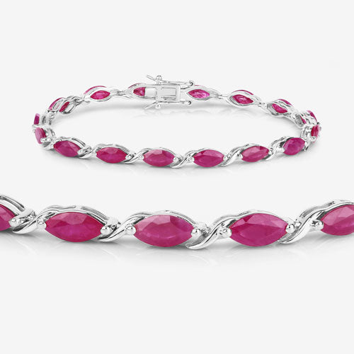 Браслет из белого золота 10К с натуральными рубинами общим весом 8,00 карата