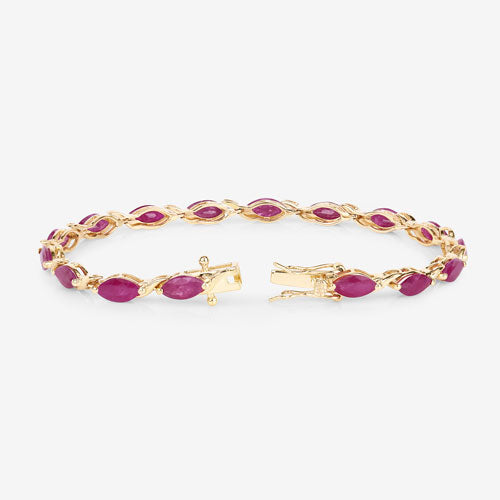 Pulsera de oro amarillo de 10K con rubí auténtico de 8,00 quilates
