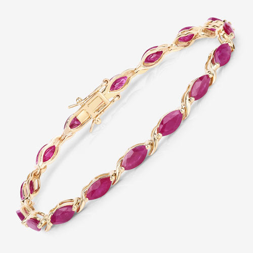 Pulsera de oro amarillo de 10K con rubí auténtico de 8,00 quilates