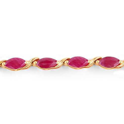 Pulsera de oro amarillo de 10K con rubí auténtico de 8,00 quilates