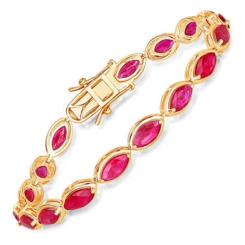 Pulsera de oro amarillo de 14K con rubí auténtico de 9.00 quilates