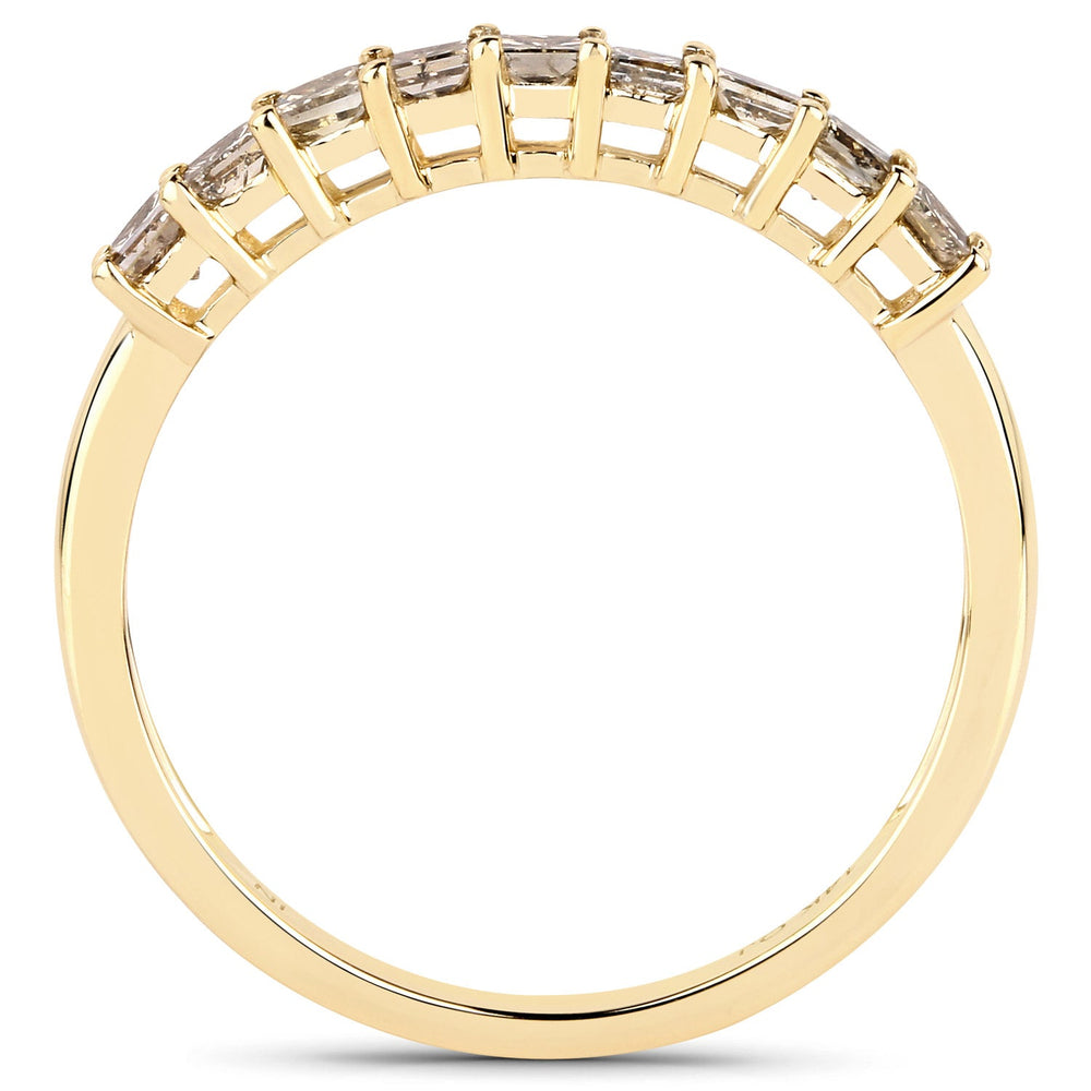 0.50 Carat Genuine Champagne Diamond 14K Yellow Gold Ring (I1-I2)