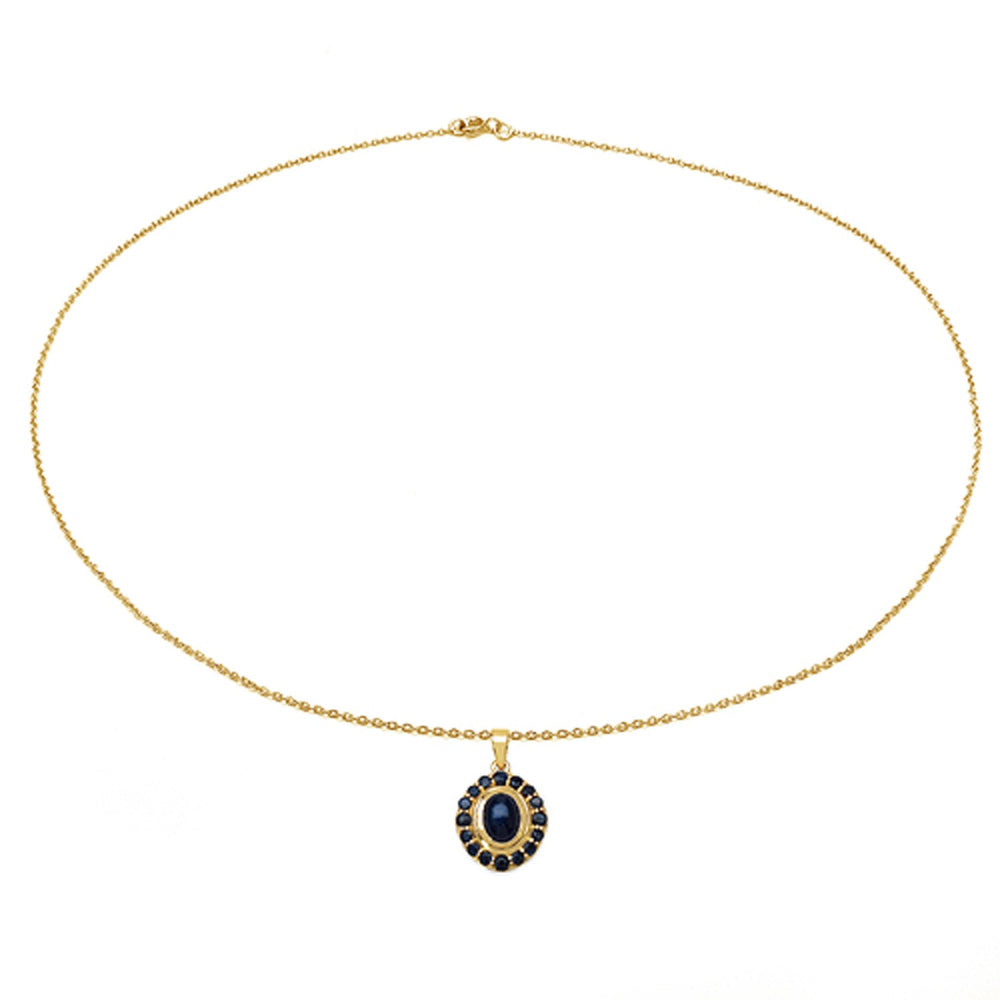 3.02 Carat Genuine Blue Sapphire .925 Sterling Silver Pendant
