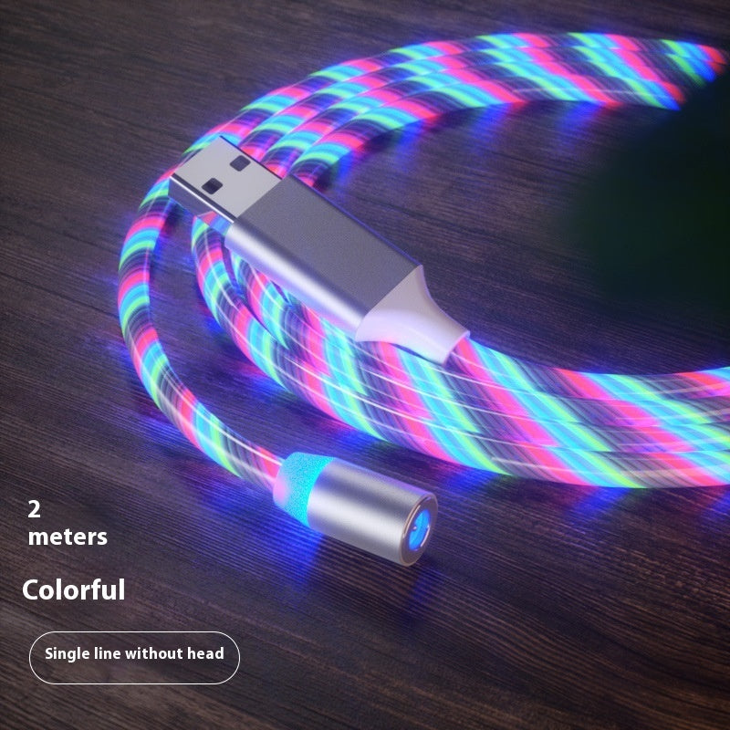 Streamer Magnetic LED Fast-Charge Cable – 3-in-1 USB-C • Micro-USB • Lightning with Colorful LED Glow (1 m / 2 m)