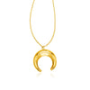 14k Yellow Gold 17 inch Necklace with Domed Moon Motif Pendant