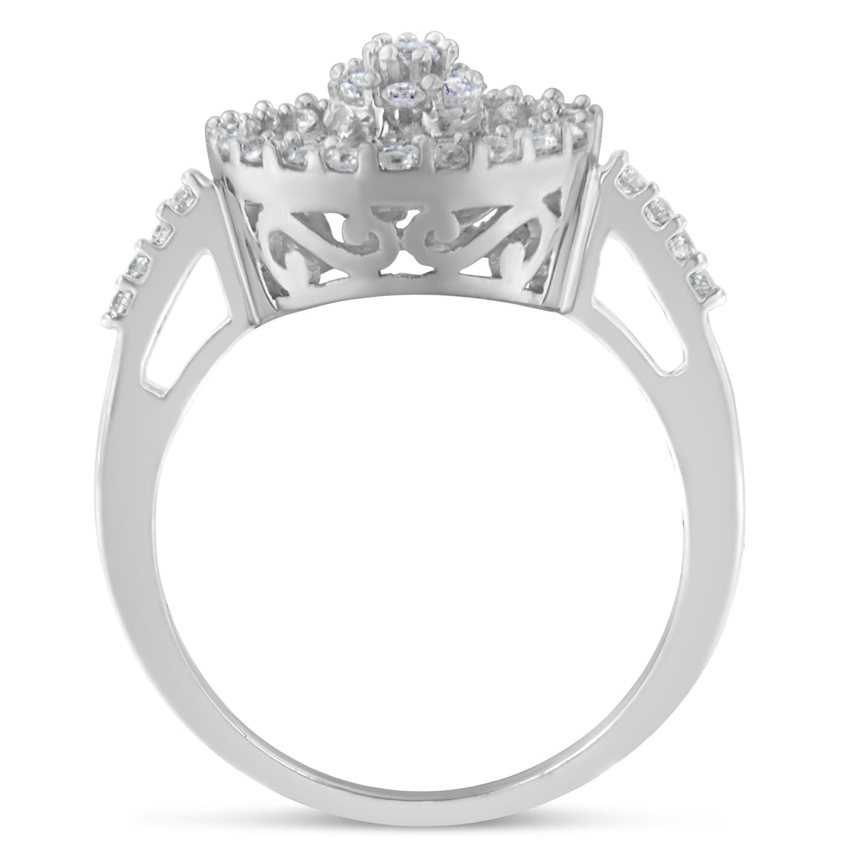 Anillo de cóctel de oro blanco de 10 kt con diamante (1 qt en total, color H-I, claridad SI2-I1)