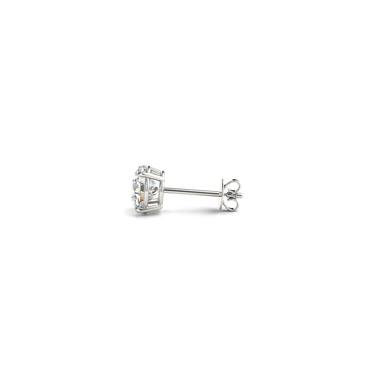 Pendientes de tuerca de diamante redondo cultivado en laboratorio IGI de 1 quilate (peso total) con certificación, oro blanco de 14 quilates (G/VS2)