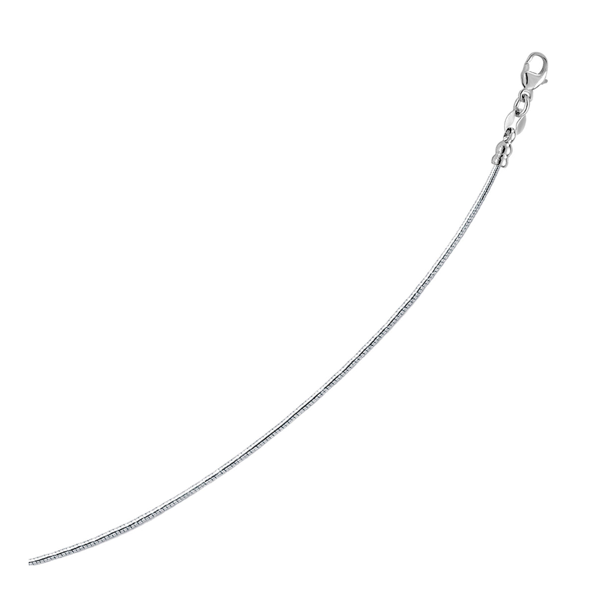 Collar de oro blanco de 14k con cadena Omega redonda