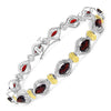 Pulsera de plata de ley .925 con granate genuino de 8,45 quilates, bañada en dos tonos