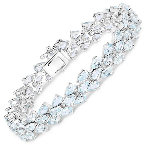Pulsera de Plata de Ley 925 con Aguamarina Genuina de 14,11 Quilates
