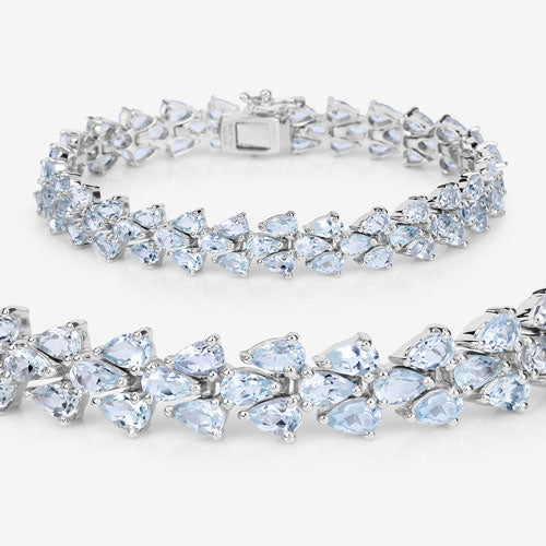 Pulsera de Plata de Ley 925 con Aguamarina Genuina de 14,11 Quilates