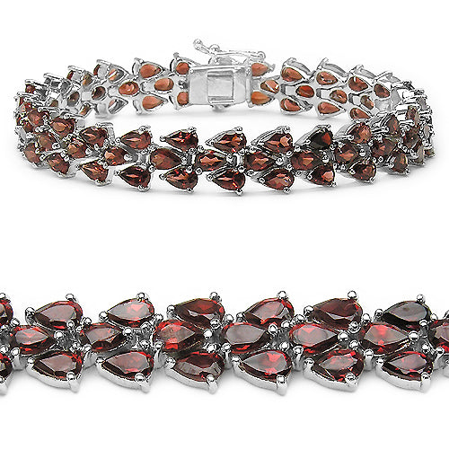 20.75 Carat Genuine Garnet .925 Sterling Silver Bracelet - imagen 4 de 6