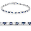Brazalete de zafiro azul y topacio blanco de 6.87 ct. p.t. en plata de ley