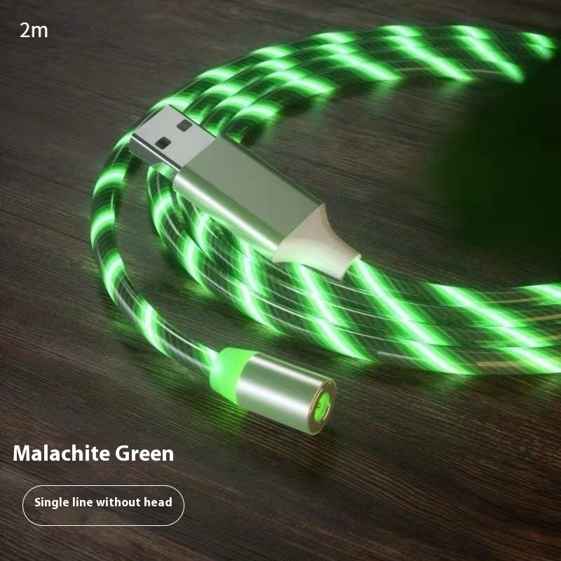 Streamer Magnetic LED Fast-Charge Cable – 3-in-1 USB-C • Micro-USB • Lightning with Colorful LED Glow (1 m / 2 m)