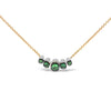 18K Rose Gold 3/4 Cttw Pave Diamonds and Graduated Green Tsavorite Gemstone Curved Bar Choker Necklace (G-H Color, SI1-SI2 Clarity) - Adjustable up to 14