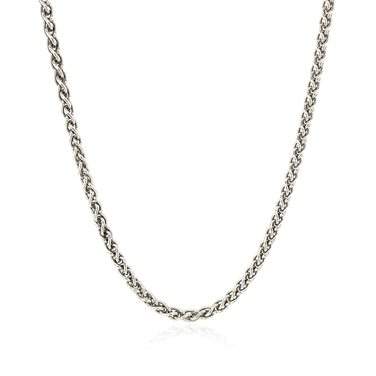 Cadena de trigo de plata de ley rodiada de 2,6 mm