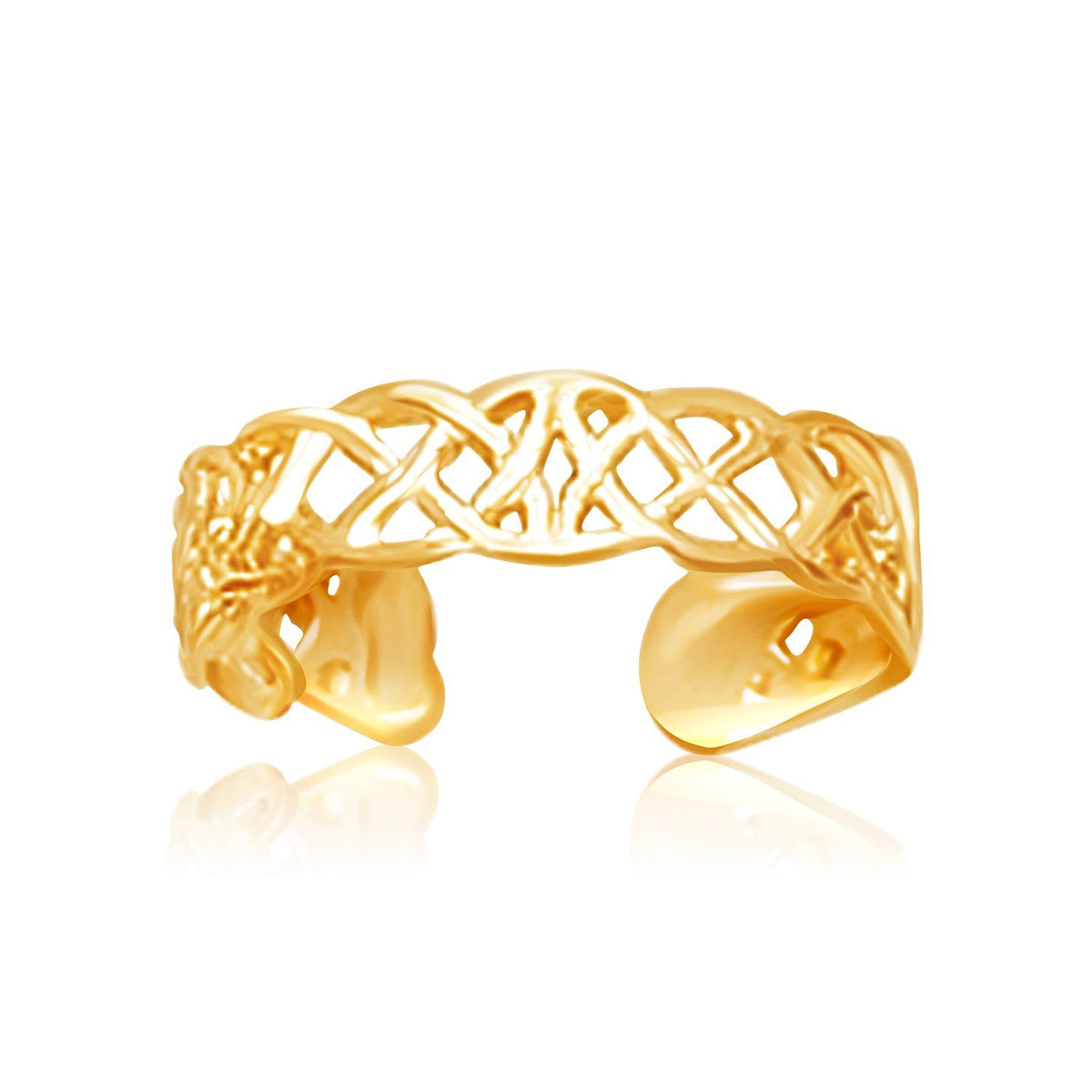 Anillo de pie de oro amarillo de 14k estilo nudo celta