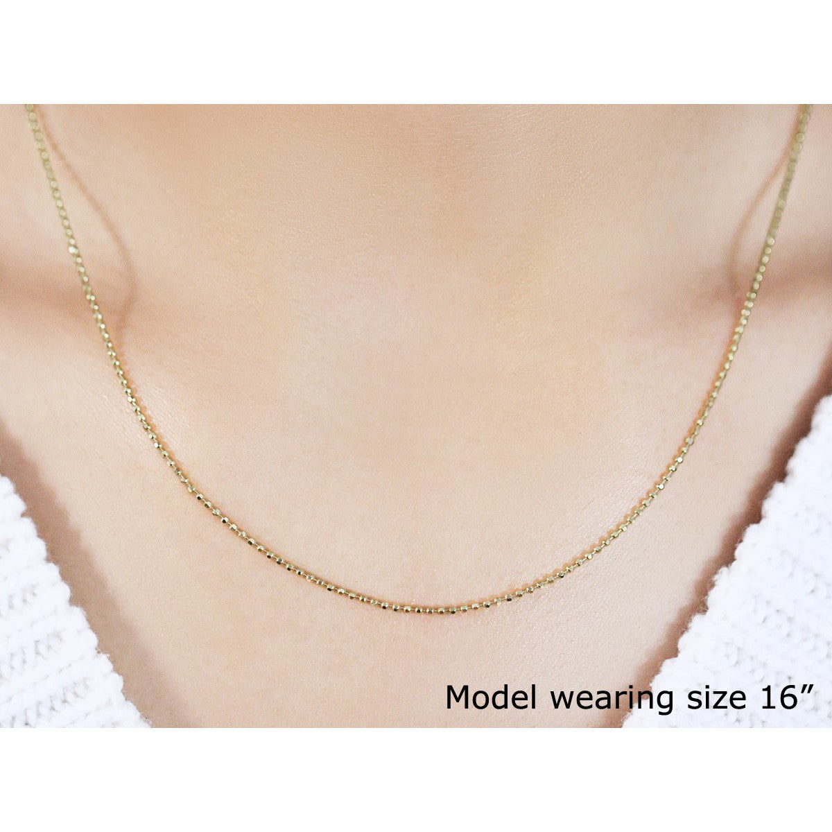 Cadena de Oro Amarillo de 14k con Cuentas Talladas de 1.2mm