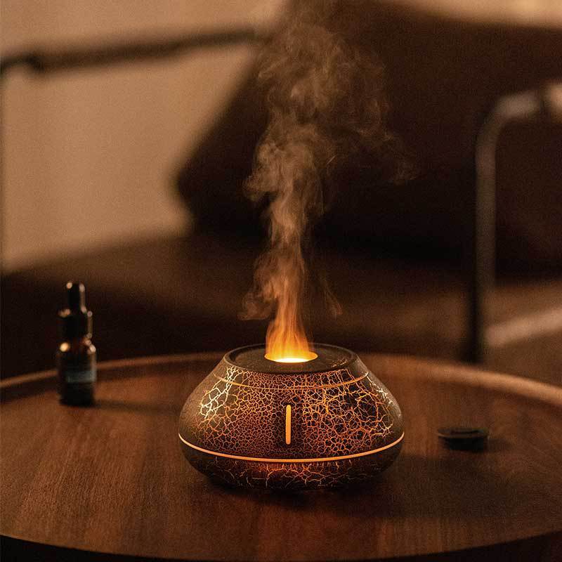 Serenity Flame Aromatherapy Humidifier - Round Stylish Modern Fire Simulation Diffuser