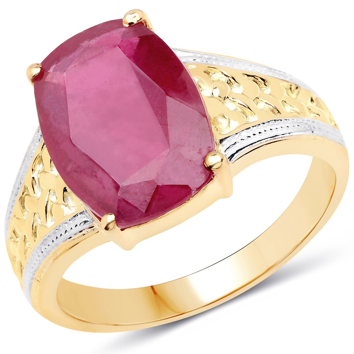 Anillo de plata de ley .925 con rubí relleno de vidrio de 7.50 quilates