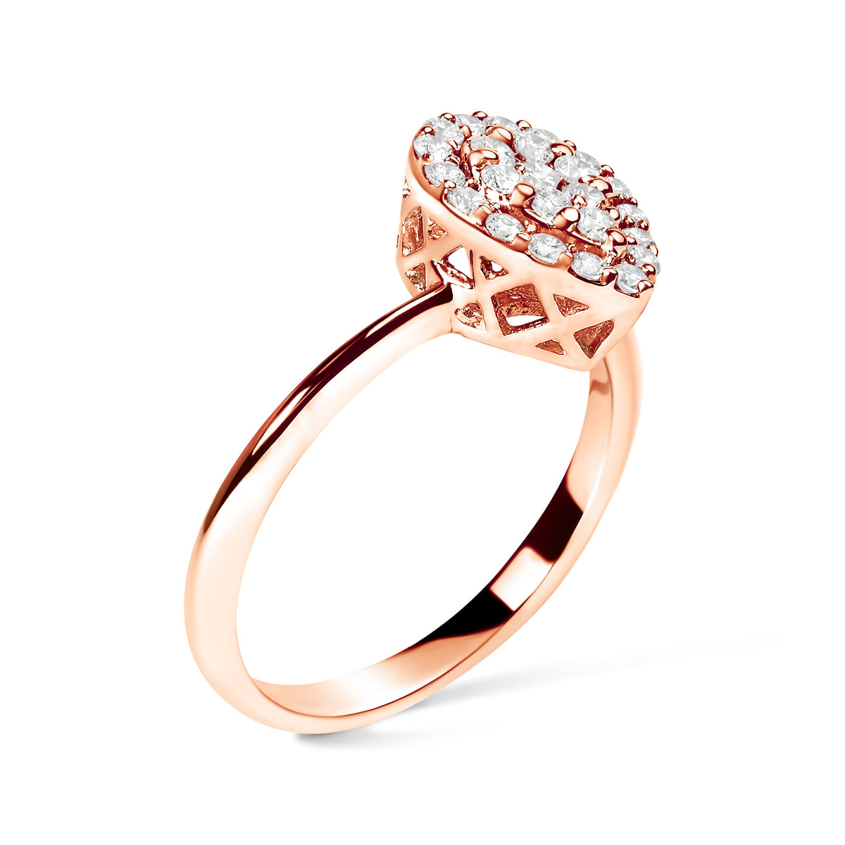 Anillo de promesa en halo de oro rosa de 10K y diamante de 3/8 Cttw compuesto con forma de pera (color I-J, claridad I2-I3) - Talla 6
