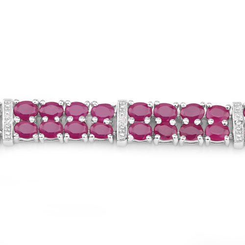 Pulsera de plata de ley .925 con rubí con relleno de cristal de 17.65 quilates y topacio blanco