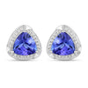 3.70 Carat Genuine Tanzanite and White Diamond 14K White Gold Earrings
