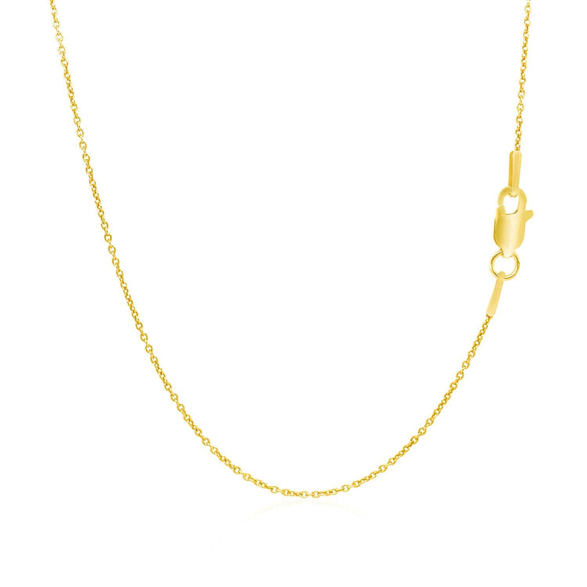 Cadena de eslabones redondos tipo cable de oro amarillo de 14k de 1.1mm