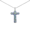 3.32 Carat Genuine Ethiopian Opal and Tanzanite .925 Sterling Silver Pendant