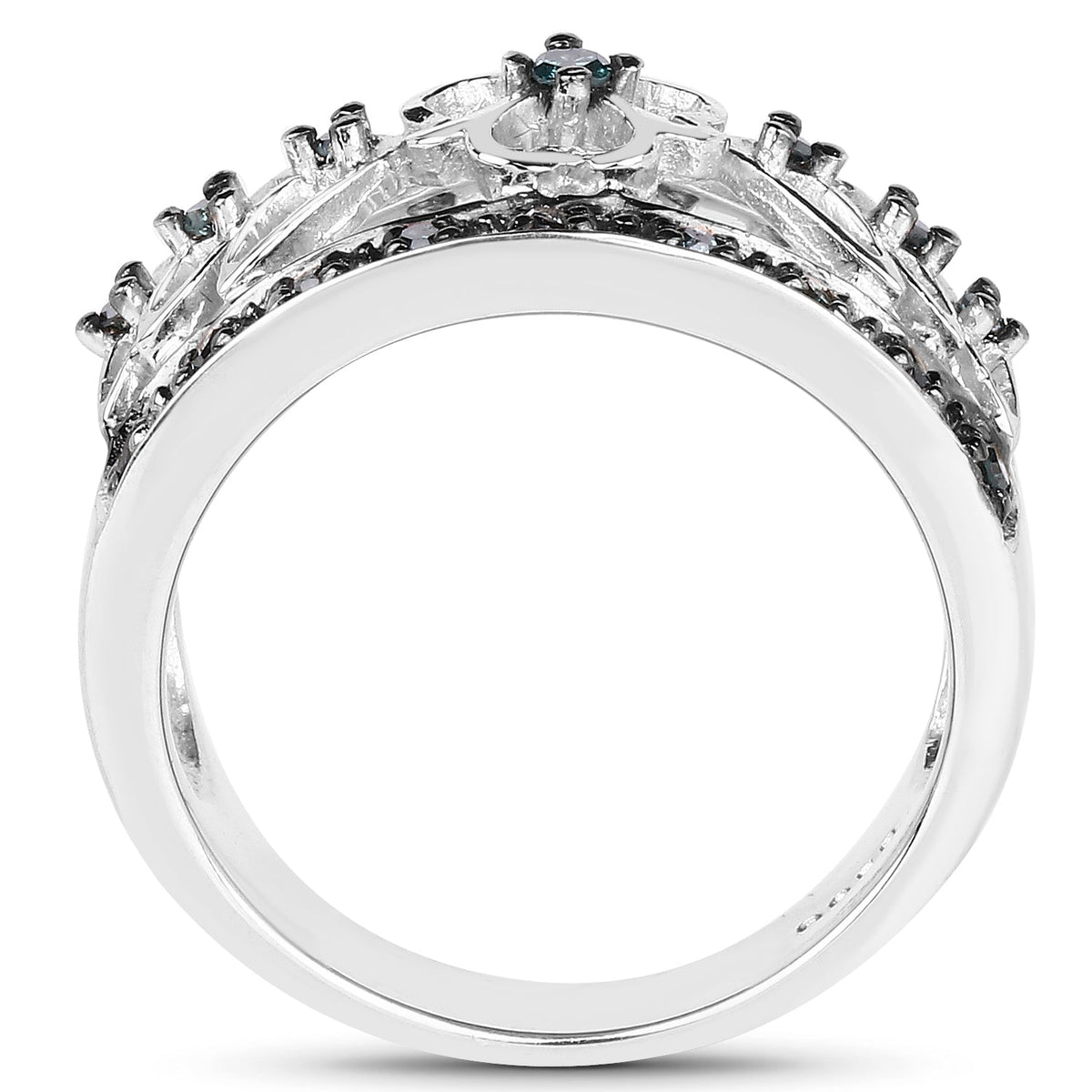 Anillo de Plata de ley .925 con Diamante Azul Genuino de 0,31 Quilates