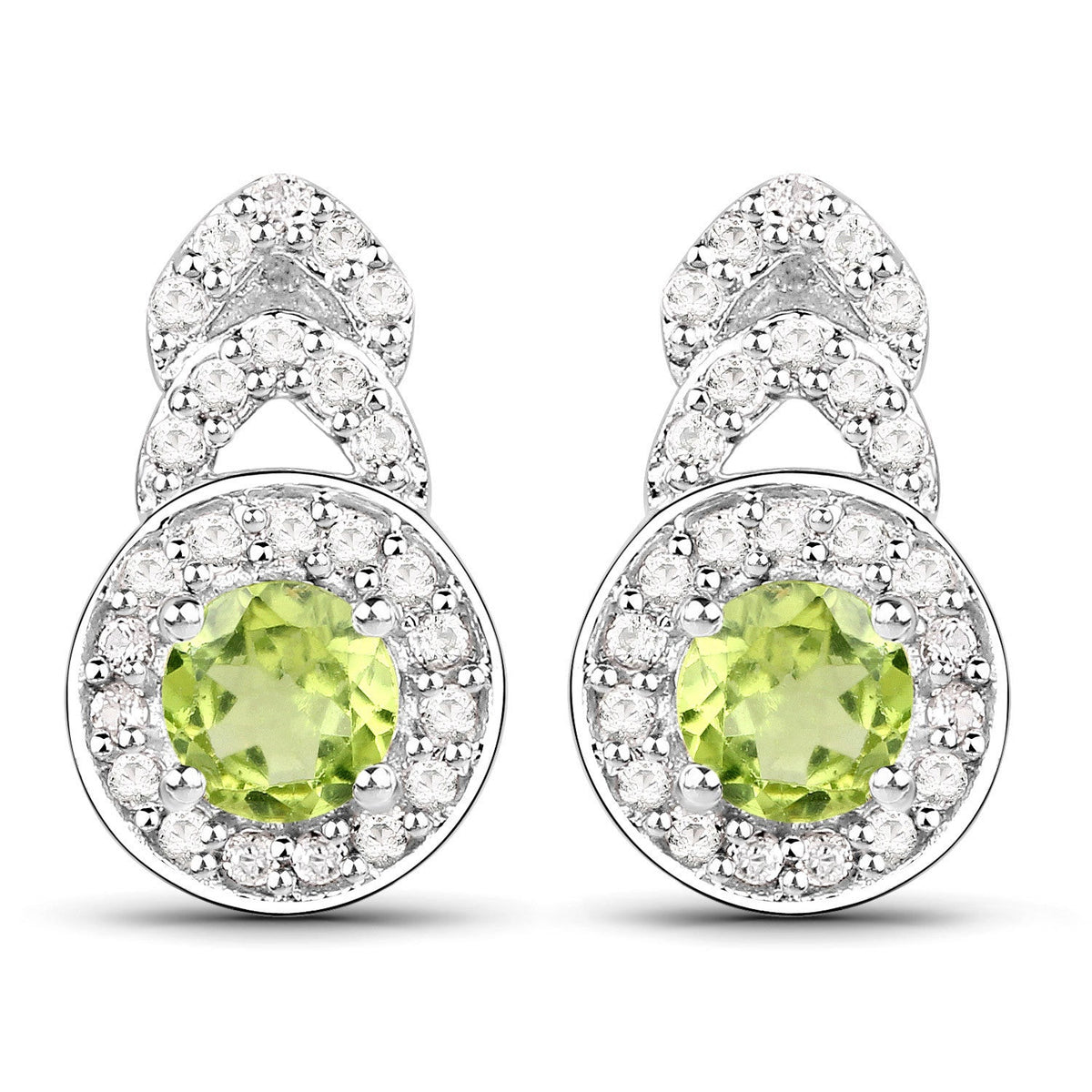 Juego de joyas de plata de ley .925 con peridoto auténtico de 2,68 quilates y topacio blanco