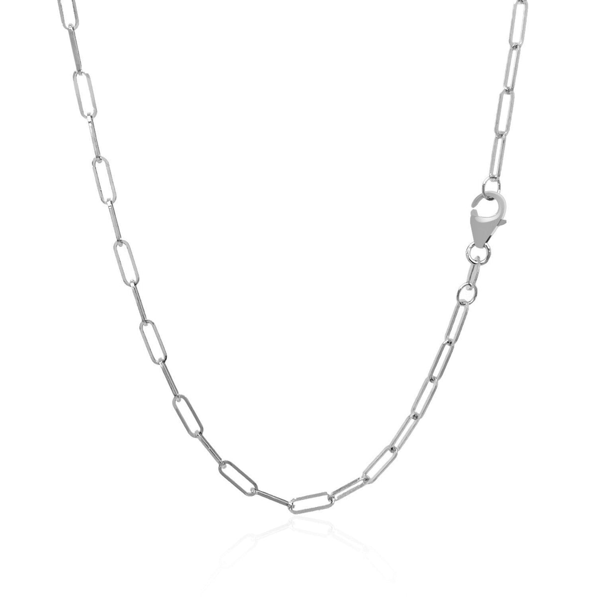 Cadena Delicada de Eslabones Alargados de Oro Blanco de 14K (2.1mm)