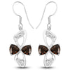 4.02 Carat Genuine Smoky Quartz and White Topaz .925 Sterling Silver Earrings